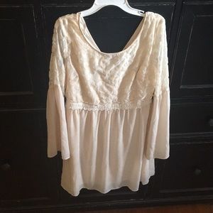 Off white bell shoulder dress